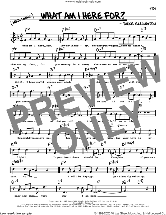 What Am I Here For? (High Voice) sheet music for voice and other instruments (high voice) by Duke Ellington, intermediate skill level