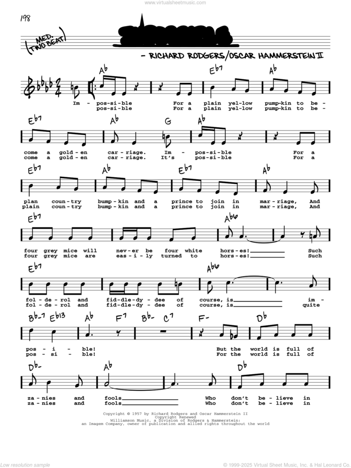 Impossible (High Voice) (from Cinderella) sheet music for voice and other instruments (high voice) by Richard Rodgers, Oscar II Hammerstein and Rodgers & Hammerstein, intermediate skill level