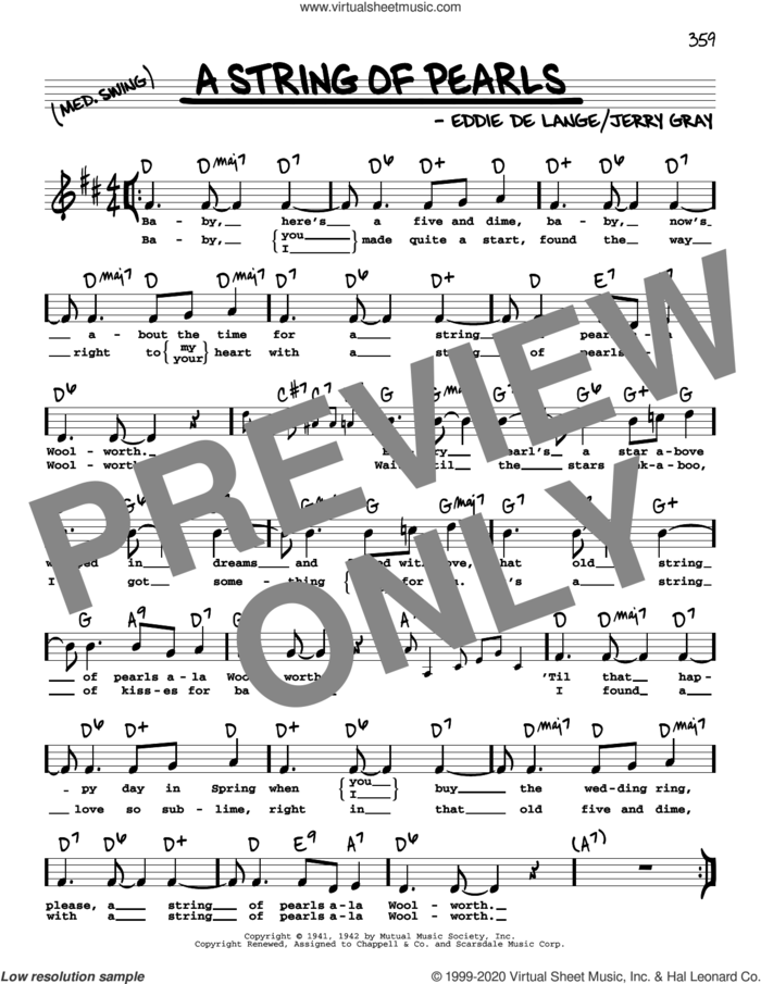 A String Of Pearls (High Voice) sheet music for voice and other instruments (high voice) by Eddie DeLange and Jerry Gray, intermediate skill level