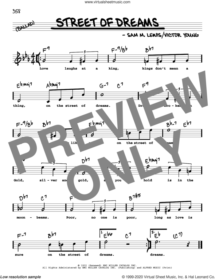 Street Of Dreams (High Voice) sheet music for voice and other instruments (high voice) by Victor Young and Sam Lewis, intermediate skill level