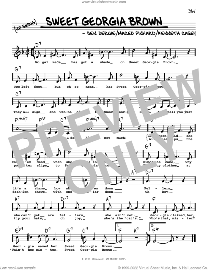 Sweet Georgia Brown (High Voice) sheet music for voice and other instruments (high voice) by Count Basie, Ben Bernie, Kenneth Casey and Maceo Pinkard, intermediate skill level