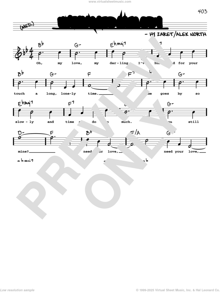 Unchained Melody (High Voice) sheet music for voice and other instruments (high voice) by The Righteous Brothers, Alex North and Hy Zaret, wedding score, intermediate skill level