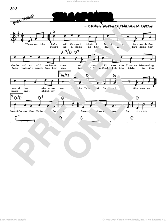 Isle Of Capri (High Voice) sheet music for voice and other instruments (high voice) by Frank Sinatra, James Kennedy and Will Grosz, intermediate skill level