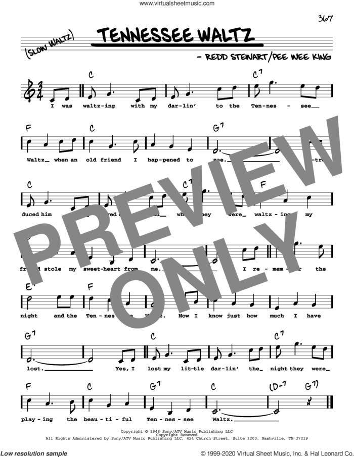Tennessee Waltz (High Voice) sheet music for voice and other instruments (high voice) by Patti Page, Pee Wee King and Redd Stewart, intermediate skill level