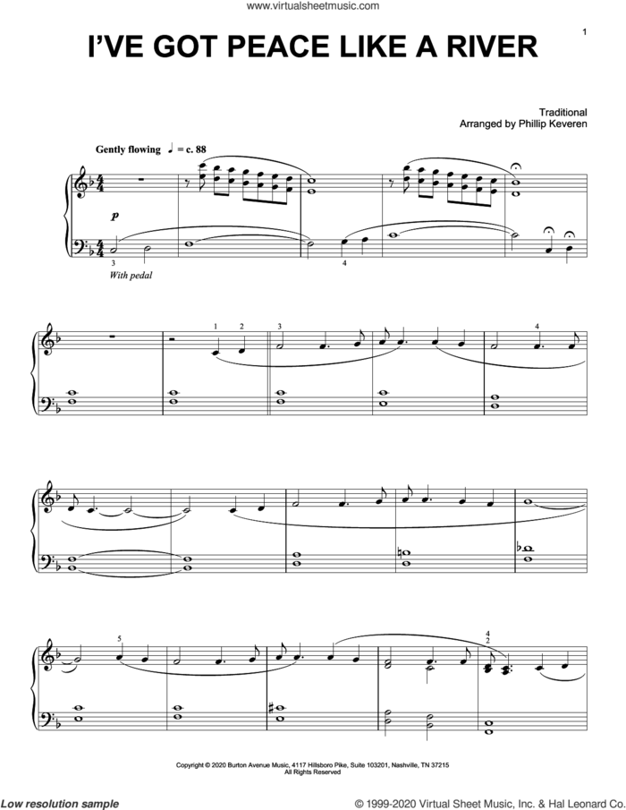 I've Got Peace Like A River (arr. Phillip Keveren) sheet music for piano solo  and Phillip Keveren, intermediate skill level