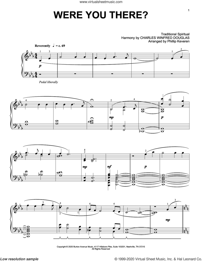 Were You There? (arr. Phillip Keveren) sheet music for piano solo , Phillip Keveren and Charles Winfred Douglas, intermediate skill level