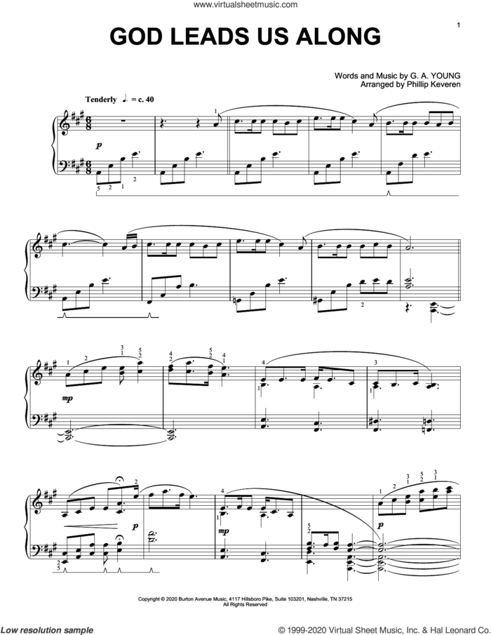 God Leads Us Along (arr. Phillip Keveren) sheet music for piano solo by G.A. Young and Phillip Keveren, intermediate skill level