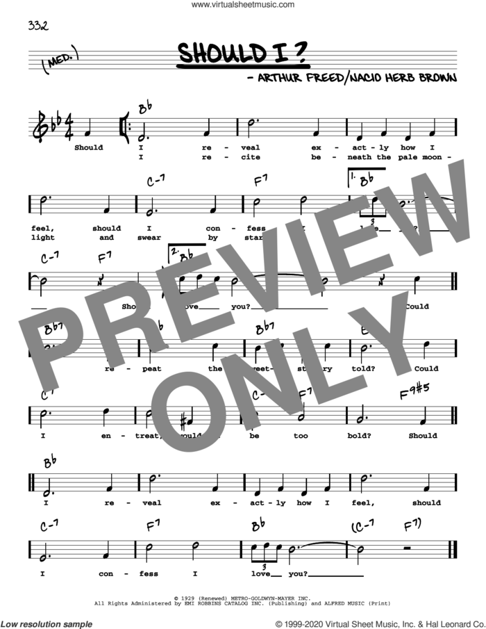 Should I? (High Voice) sheet music for voice and other instruments (high voice) by Frank Sinatra, Arthur Freed and Nacio Herb Brown, intermediate skill level