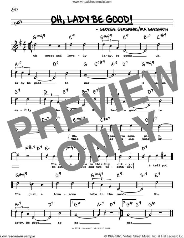 Oh, Lady Be Good! (High Voice) (from Lady, Be Good!) sheet music for voice and other instruments (high voice) by George Gershwin, George Gershwin & Ira Gershwin and Ira Gershwin, intermediate skill level