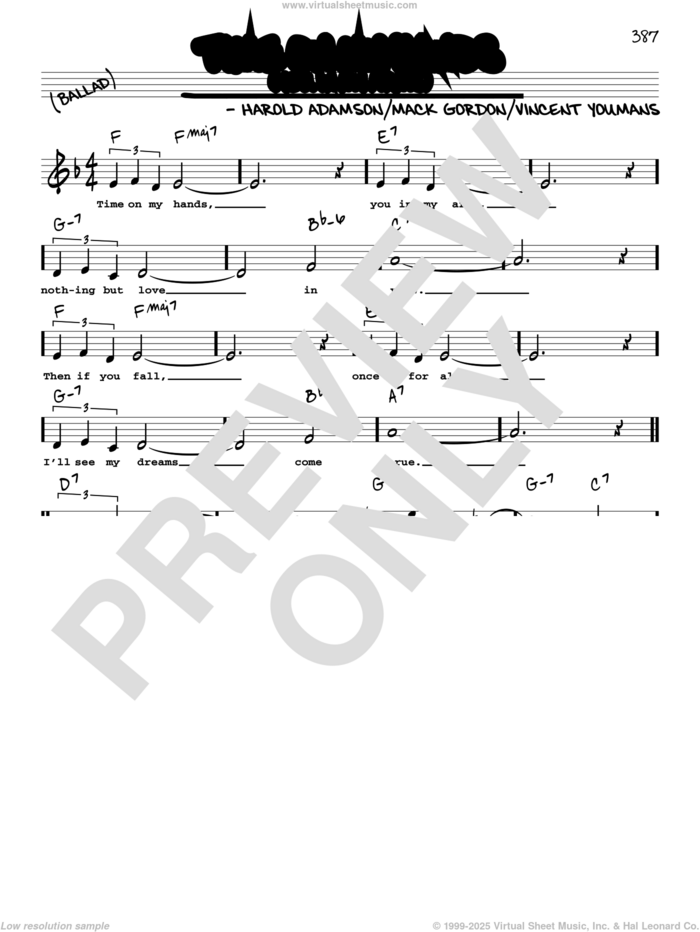 Time On My Hands (You In My Arms) (High Voice) sheet music for voice and other instruments (high voice) by Mack Gordon, Harold Adamson and Vincent Youmans, intermediate skill level