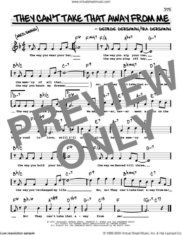 They Can't Take That Away From Me (High Voice) sheet music for voice and other instruments (high voice) by Frank Sinatra, George Gershwin and Ira Gershwin, intermediate skill level