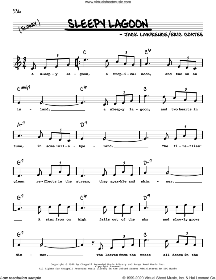 Sleepy Lagoon (High Voice) sheet music for voice and other instruments (high voice) by Jack Lawrence and Eric Coates, intermediate skill level