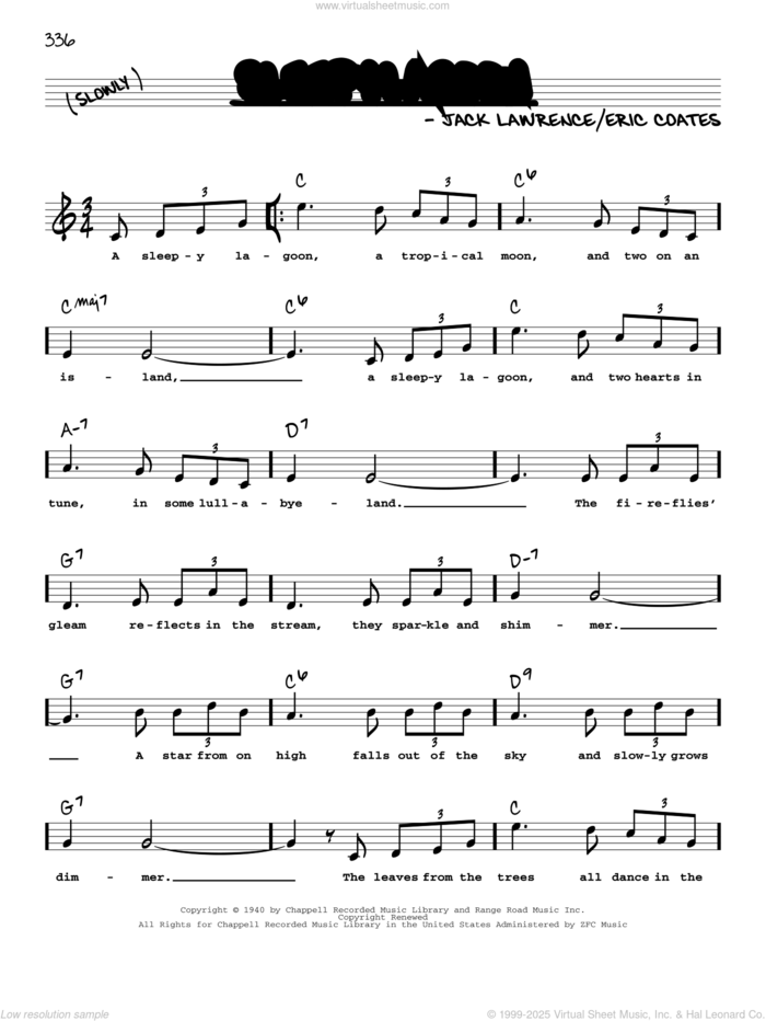 Sleepy Lagoon (High Voice) sheet music for voice and other instruments (high voice) by Jack Lawrence and Eric Coates, intermediate skill level