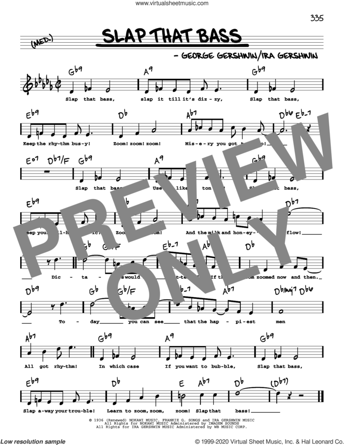 Slap That Bass (High Voice) sheet music for voice and other instruments (high voice) by George Gershwin and Ira Gershwin, intermediate skill level