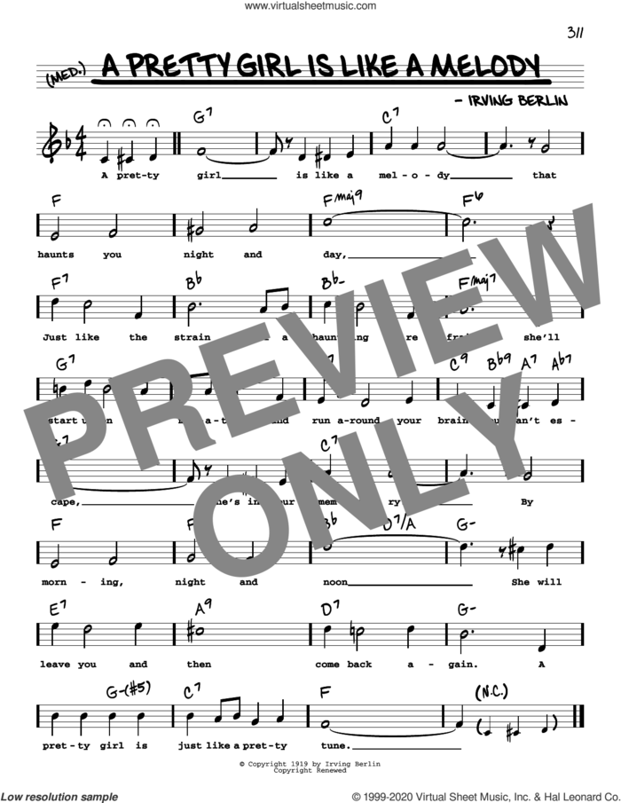 A Pretty Girl Is Like A Melody (High Voice) sheet music for voice and other instruments (high voice) by Irving Berlin, intermediate skill level