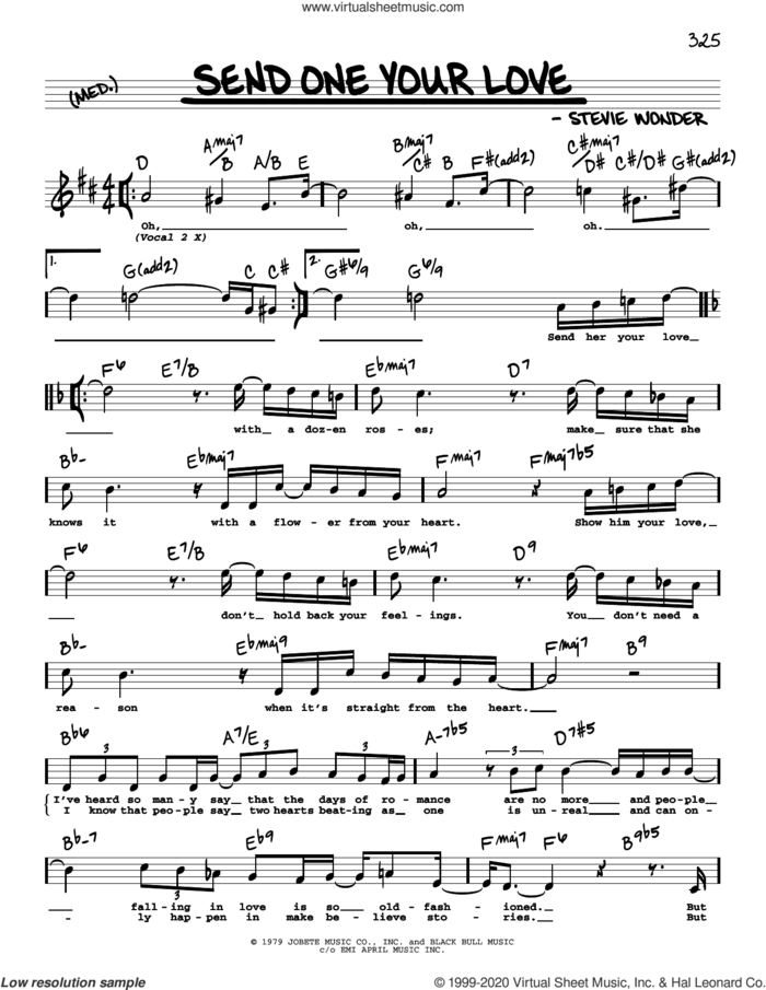 Send One Your Love (High Voice) sheet music for voice and other instruments (high voice) by Stevie Wonder, intermediate skill level