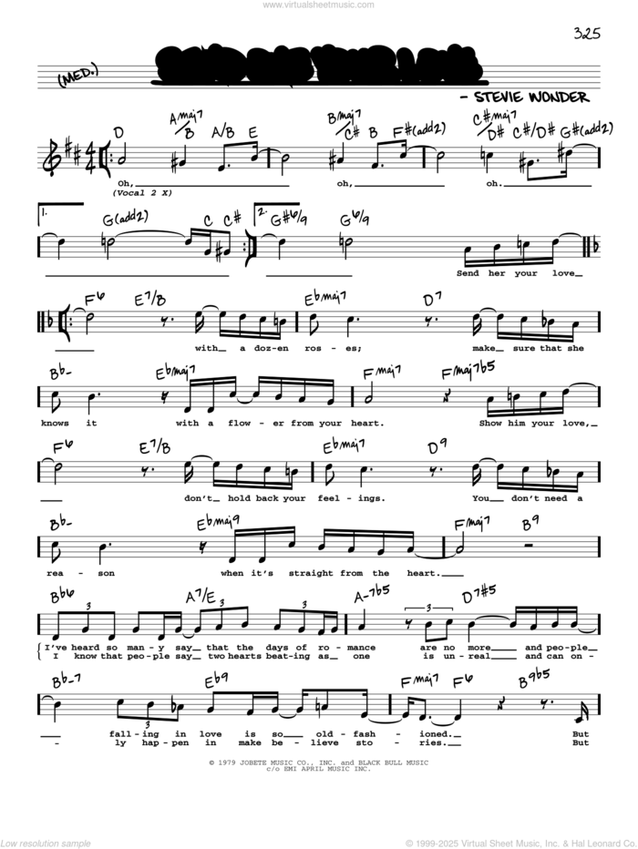 Send One Your Love (High Voice) sheet music for voice and other instruments (high voice) by Stevie Wonder, intermediate skill level