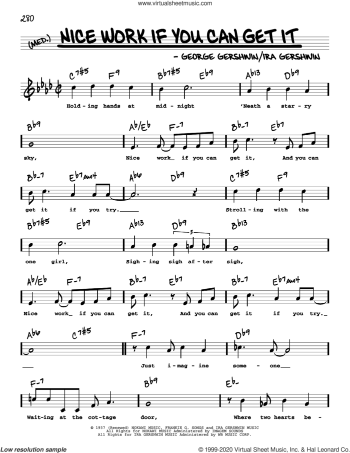 Nice Work If You Can Get It (High Voice) sheet music for voice and other instruments (high voice) by Frank Sinatra, George Gershwin and Ira Gershwin, intermediate skill level