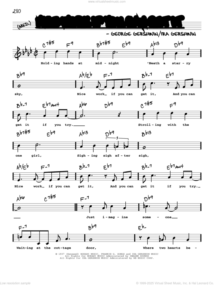 Nice Work If You Can Get It (High Voice) sheet music for voice and other instruments (high voice) by Frank Sinatra, George Gershwin and Ira Gershwin, intermediate skill level