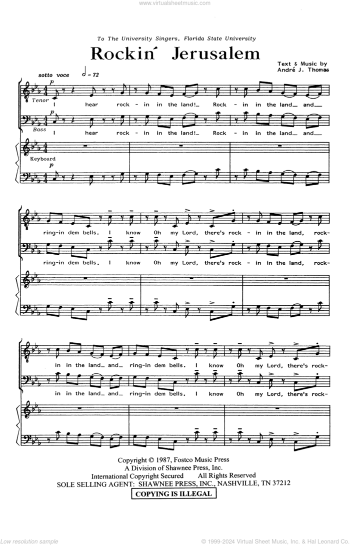 Rockin' Jerusalem sheet music for choir (SATB: soprano, alto, tenor, bass) by André J. Thomas and Andre J. Thomas, intermediate skill level