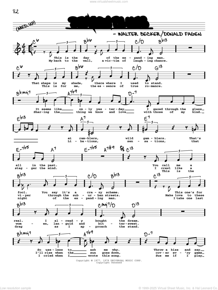 Deacon Blues (High Voice) sheet music for voice and other instruments (real book with lyrics) by Steely Dan, Donald Fagen and Walter Becker, intermediate skill level