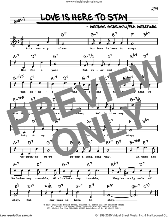 Love Is Here To Stay (High Voice) sheet music for voice and other instruments (high voice) by George Gershwin and Ira Gershwin, intermediate skill level