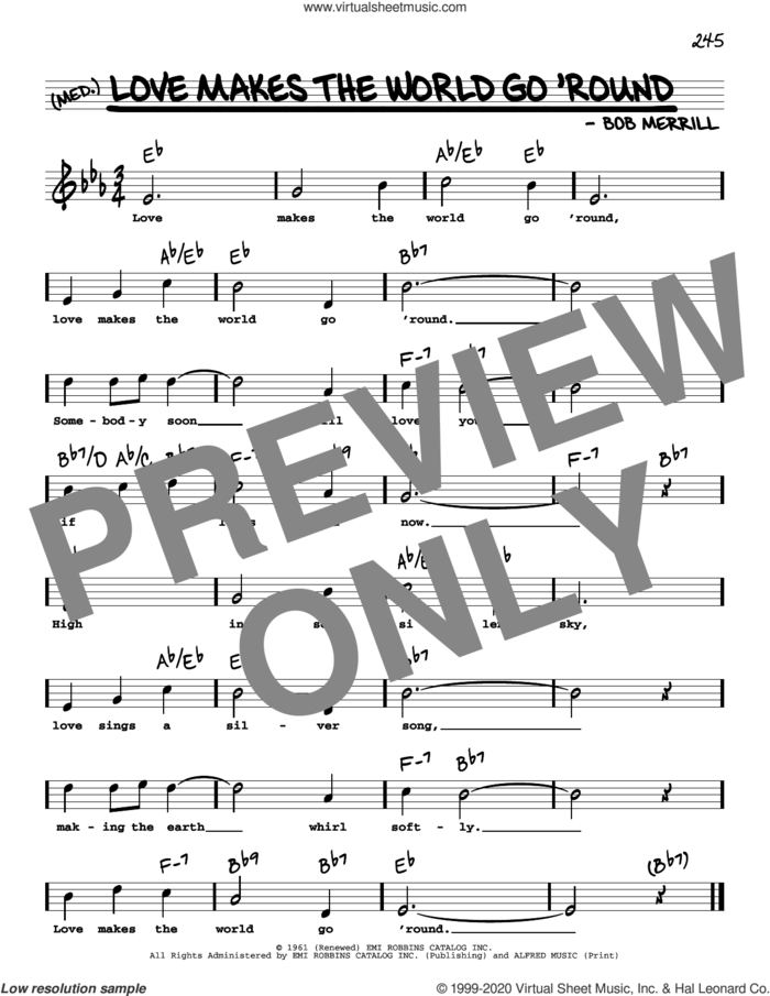 Love Makes The World Go 'round (High Voice) sheet music for voice and other instruments (high voice) by Bob Merrill, intermediate skill level