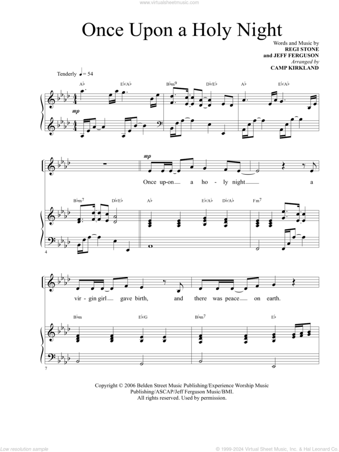 Once Upon A Holy Night (arr. Camp Kirkland) sheet music for voice and piano by Regi Stone, Camp Kirkland, Jeffrey Ferguson and Regi Stone and Jeff Ferguson, intermediate skill level