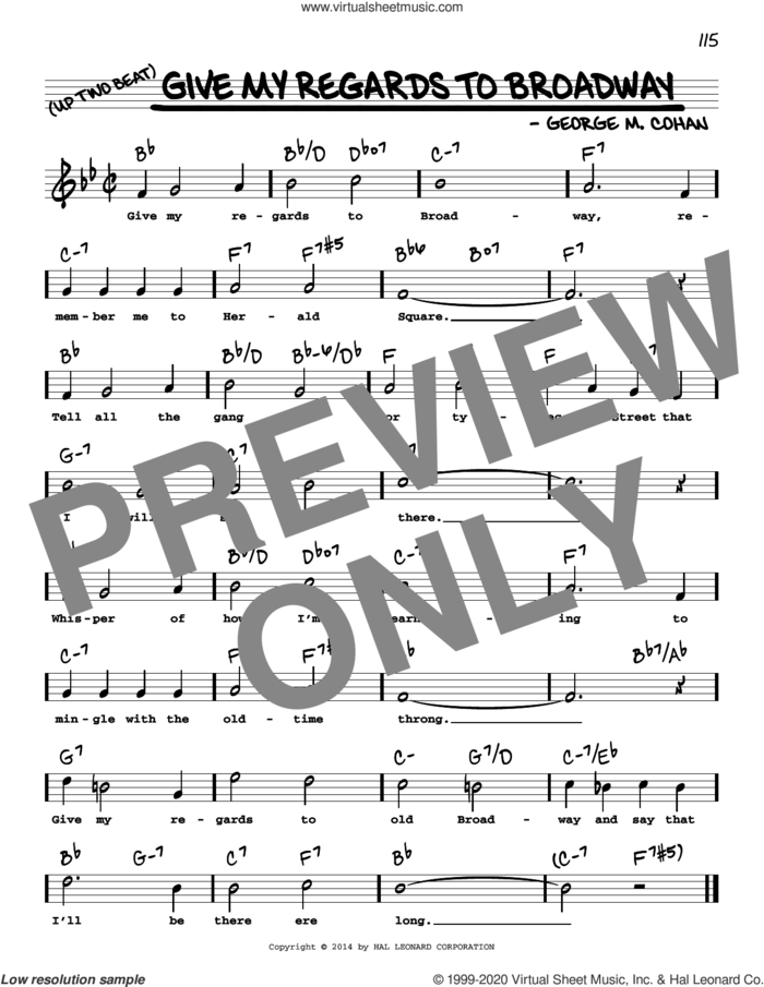 Give My Regards To Broadway (High Voice) sheet music for voice and other instruments (real book with lyrics) by George M. Cohan, intermediate skill level