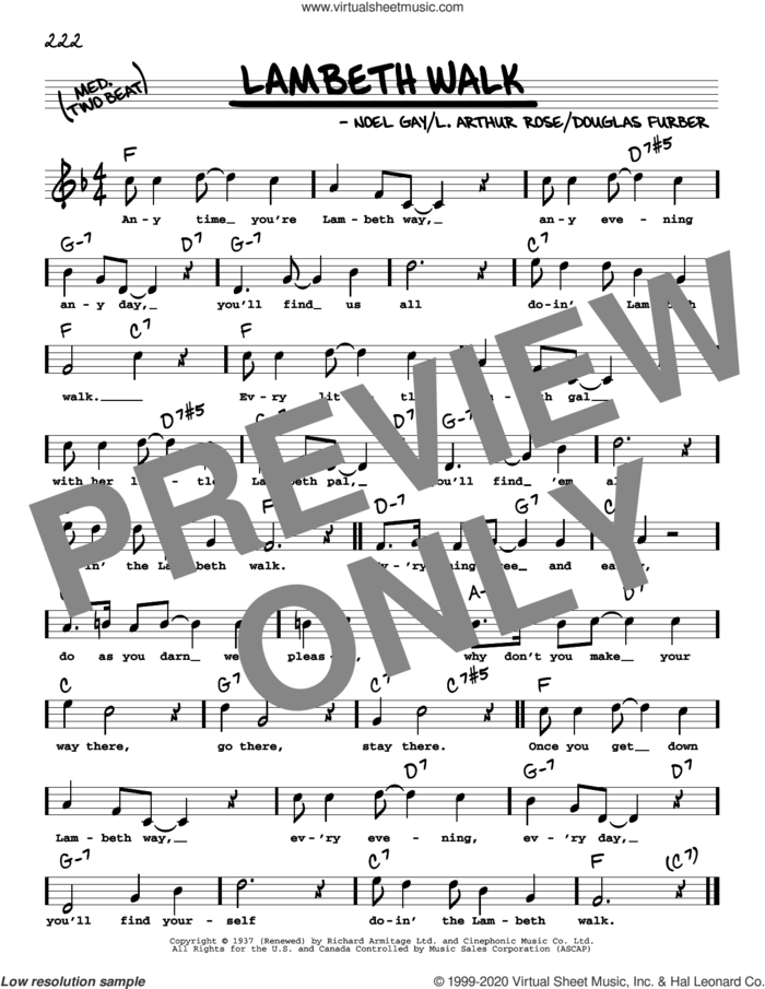 Lambeth Walk (High Voice) sheet music for voice and other instruments (high voice) by Douglas Furber, L. Arthur Rose and Noel Gay, intermediate skill level