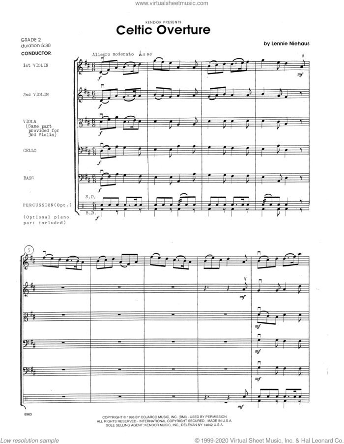 Celtic Overture (COMPLETE) sheet music for orchestra by Lennie Niehaus, intermediate skill level