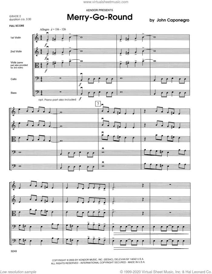 Merry-Go-Round (COMPLETE) sheet music for orchestra by John Caponegro, intermediate skill level