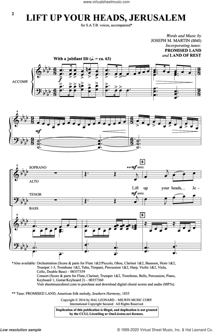 Lift Up Your Heads, Jerusalem sheet music for choir (SATB: soprano, alto, tenor, bass) by Joseph M. Martin, intermediate skill level