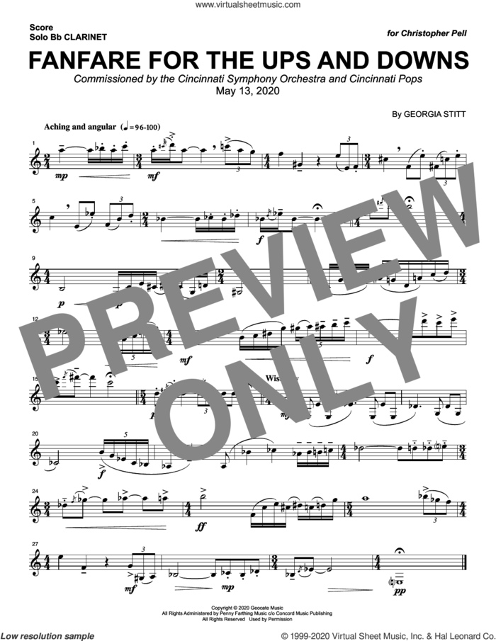 Fanfare For The Ups And Downs sheet music for clarinet solo by Georgia Stitt, classical score, intermediate skill level