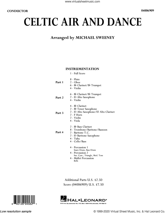 Celtic Air and Dance (COMPLETE) sheet music for concert band by Michael Sweeney, intermediate skill level
