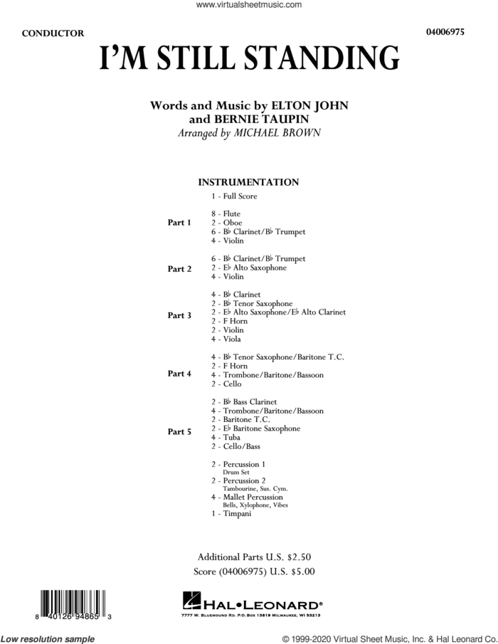 I'm Still Standing (arr. Michael Brown) (COMPLETE) sheet music for concert band by Michael Brown, Bernie Taupin and Elton John, intermediate skill level