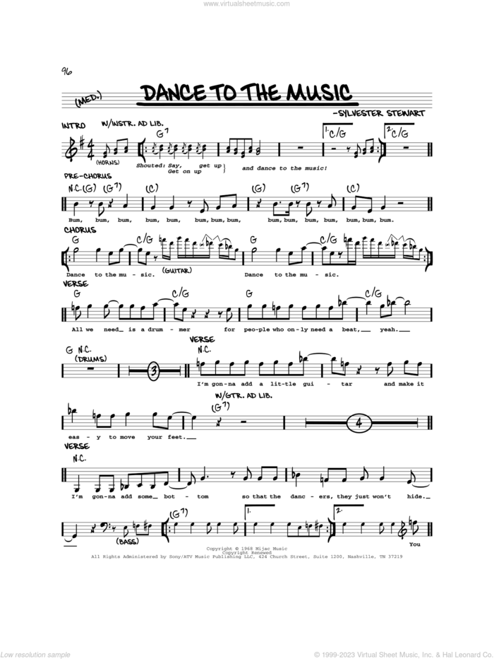 Dance To The Music sheet music for voice and other instruments (real book) by Sly And The Family Stone and Sylvester Stewart, intermediate skill level