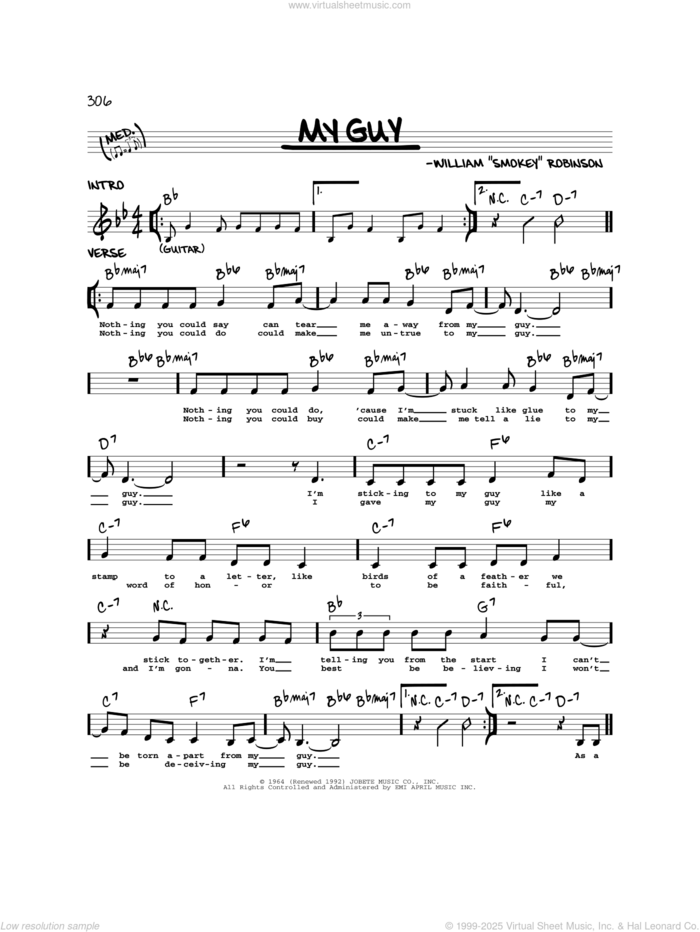 My Guy sheet music for voice and other instruments (real book) by Mary Wells, intermediate skill level