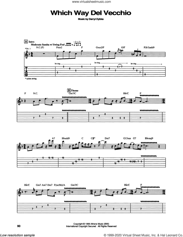 Which Way Del Vecchio sheet music for guitar (tablature) by Chet Atkins and Darryl Dybka, intermediate skill level