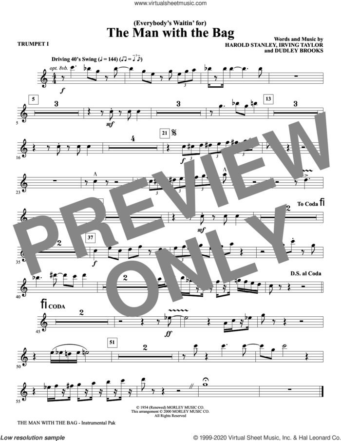 (Everybody's Waitin' for) The Man with the Bag (arr. Roger Emerson) (complete set of parts) sheet music for orchestra/band by Kaye Starr, Dudley Brooks, Harold Stanley, Irving Taylor and Roger Emerson, intermediate skill level