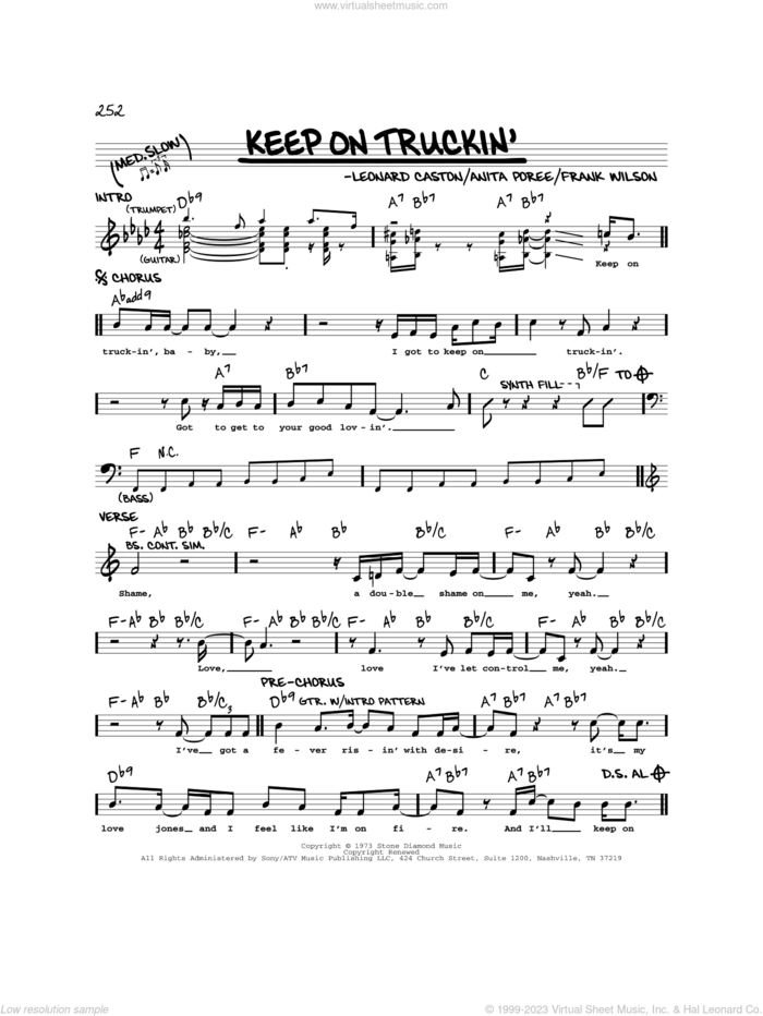 Keep On Truckin' sheet music for voice and other instruments (real book) by Eddie Kendricks, Anita Poree, Frank Edward Wilson and Leonard Caston, intermediate skill level