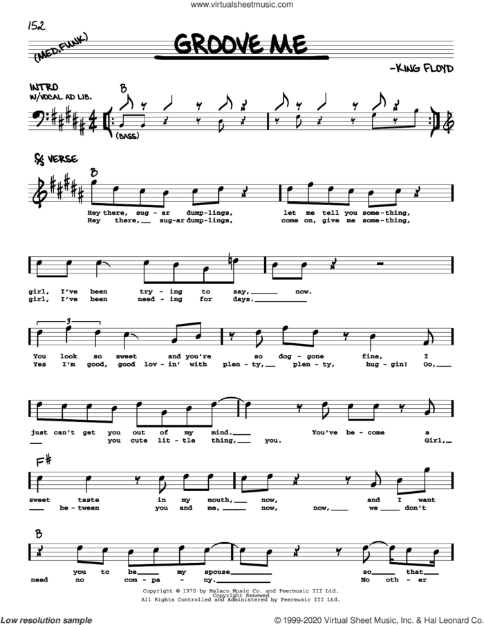Groove Me sheet music for voice and other instruments (real book) by King Floyd, intermediate skill level
