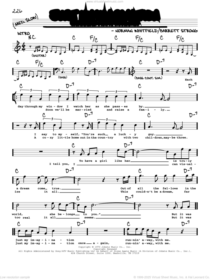 Just My Imagination (Running Away With Me) sheet music for voice and other instruments (real book) by The Temptations, The Rolling Stones, Barrett Strong and Norman Whitfield, intermediate skill level