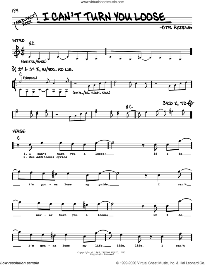 I Can't Turn You Loose sheet music for voice and other instruments (real book) by Otis Redding, intermediate skill level