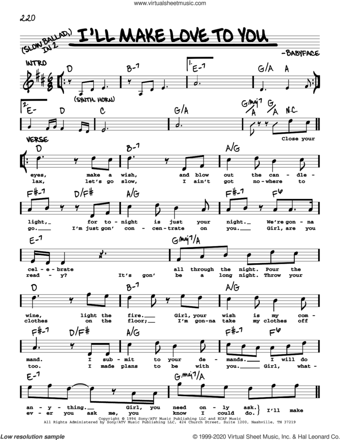 I'll Make Love To You sheet music for voice and other instruments (real book) by Boyz II Men and Babyface, intermediate skill level