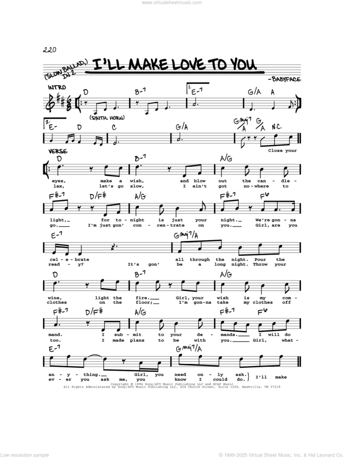 I'll Make Love To You sheet music for voice and other instruments (real book) by Boyz II Men and Babyface, intermediate skill level