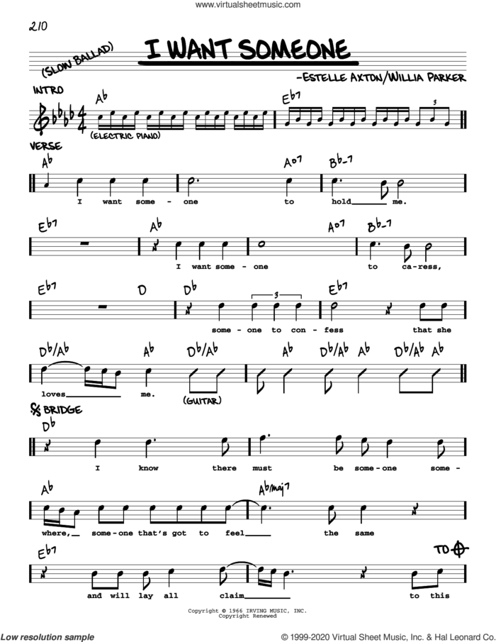 I Want Someone sheet music for voice and other instruments (real book) by The Mad Lads, Estelle Axton and Willia Parker, intermediate skill level