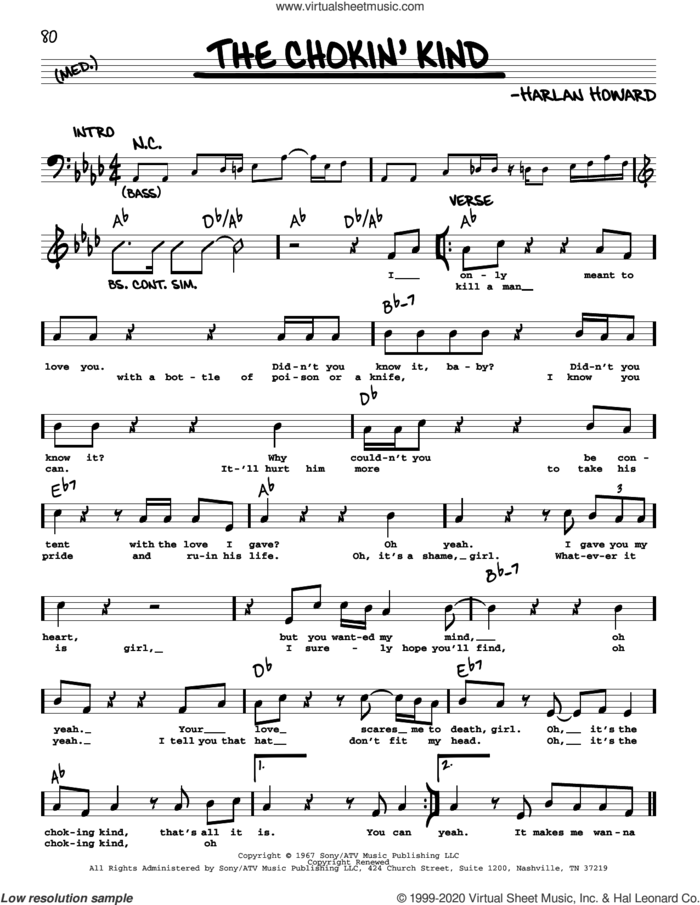 The Chokin' Kind sheet music for voice and other instruments (real book) by Joss Stone and Harlan Howard, intermediate skill level