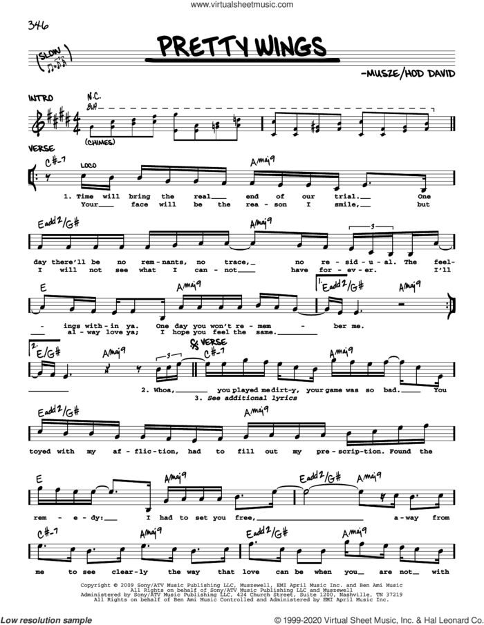 Pretty Wings sheet music for voice and other instruments (real book) by Kate Bush, Hod David and Musze, intermediate skill level