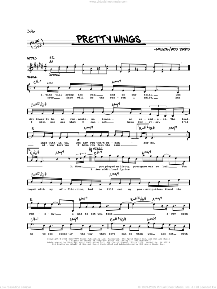 Pretty Wings sheet music for voice and other instruments (real book) by Kate Bush, Hod David and Musze, intermediate skill level